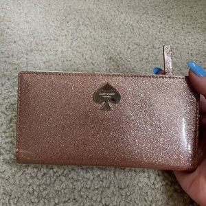 Kate spade glitter bug wallet in dusty pink
